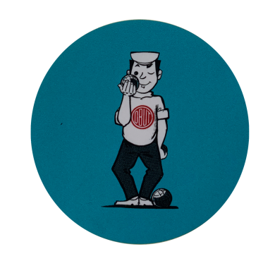 Turquoise vintage mascottesticker