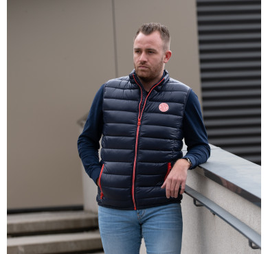 Blaue, ärmellose Steppjacke...