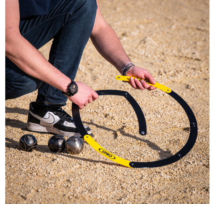 Cercle de pétanque pliant noir et jaune