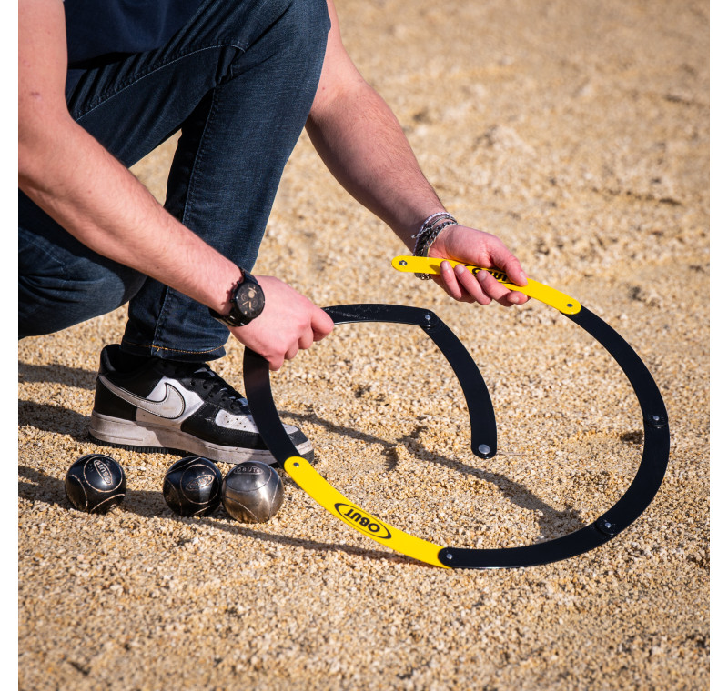 14 hopfällbara petanque-ringar i svart och gult 14 hopfällbara petanque-ringar i svart och gult