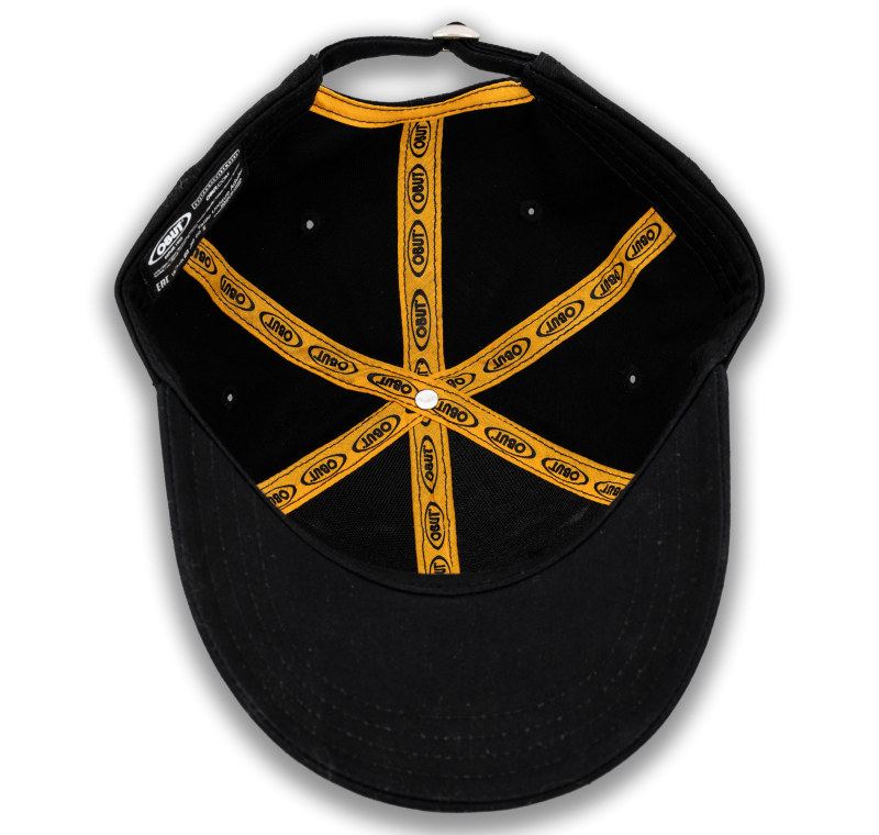 Schwarze Cap mit Vintage-Logo in Senfgelb
