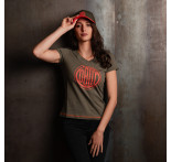 Khakifarbene Cap mit orangefarbenem Vintage-Logo