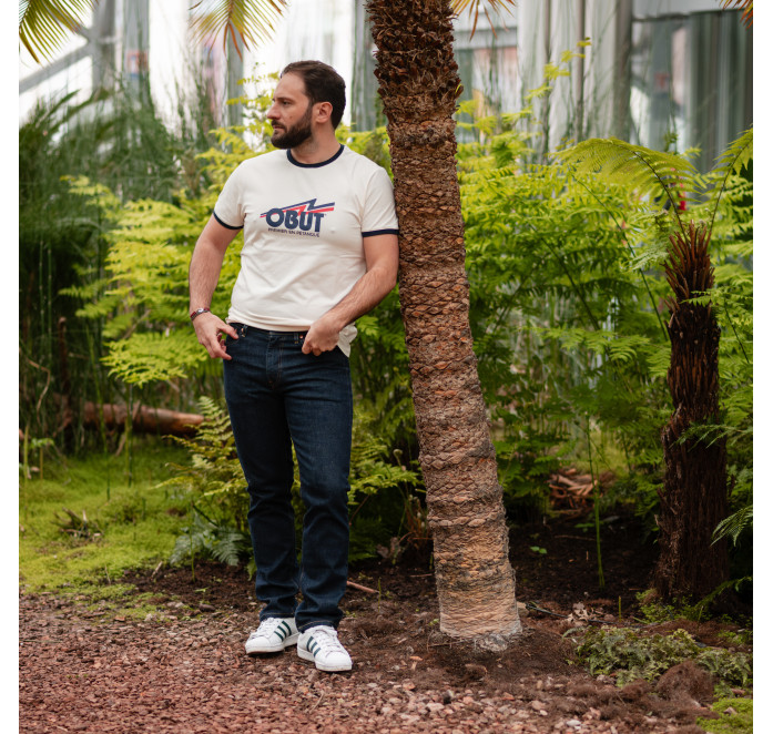 Weißes Unisex-T-Shirt mit Retro-Logo Weißes Unisex-T-Shirt mit Retro-Logo