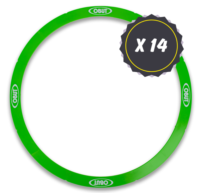 14 green rigid pétanque circles