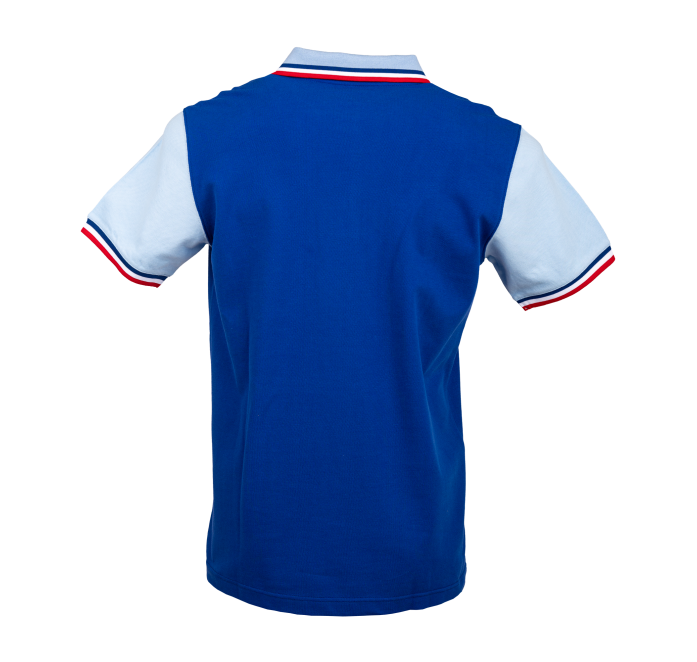 Polo azul para hombre con logotipo retro Polo azul para hombre con logotipo retro