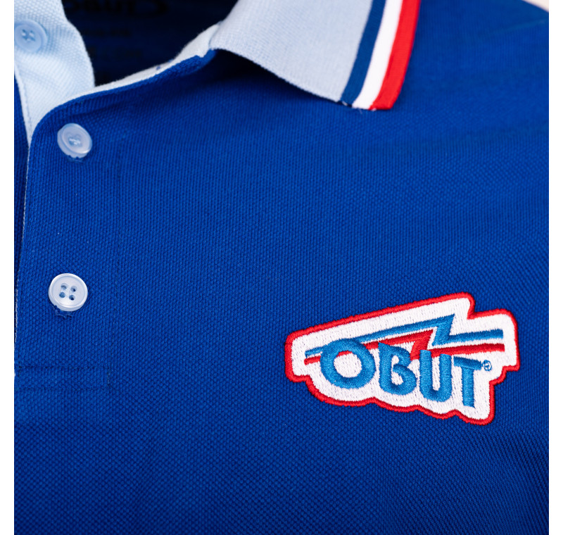 Men’s blue polo shirt with retro logo Men’s blue polo shirt with retro logo