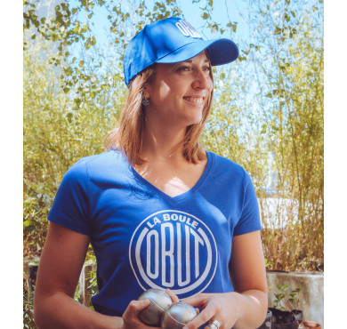 Tee-shirt femme bleu - logo...